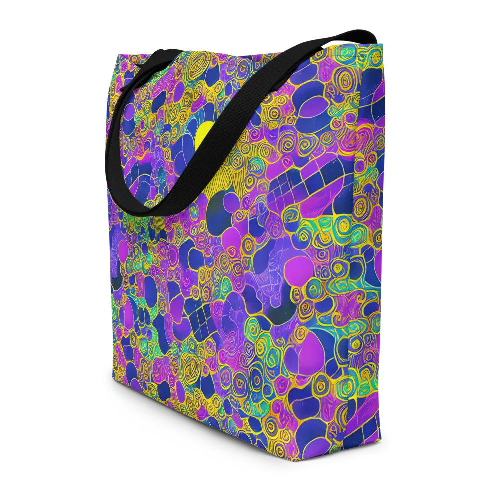 Neon Spiral Current on Large Tote Bag W/ Pocket — Front