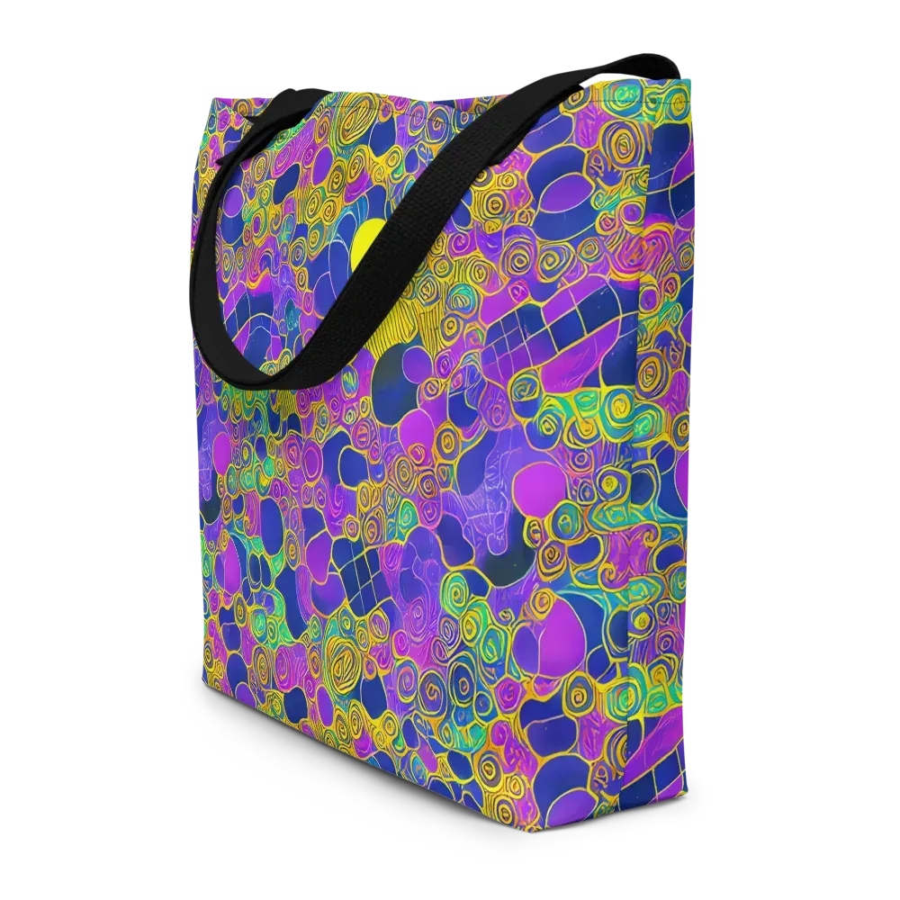 Neon Spiral Current on Large Tote Bag W/ Pocket — Front