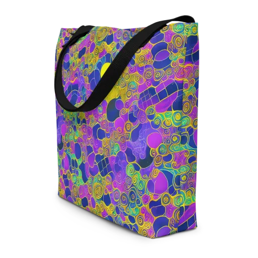 Neon Spiral Current on a Large Tote Bag W/ Pocket