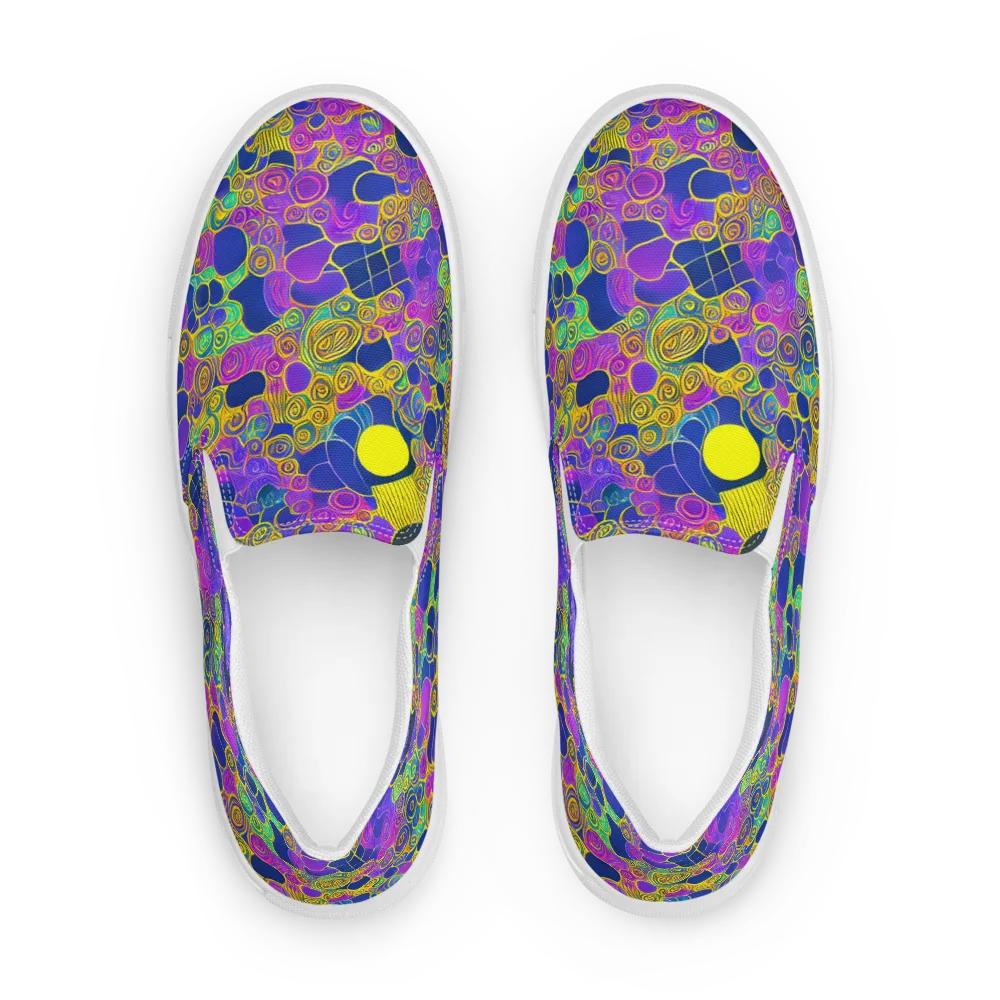 Neon Spiral Current on Women's Slip-On Canvas Shoes — Front