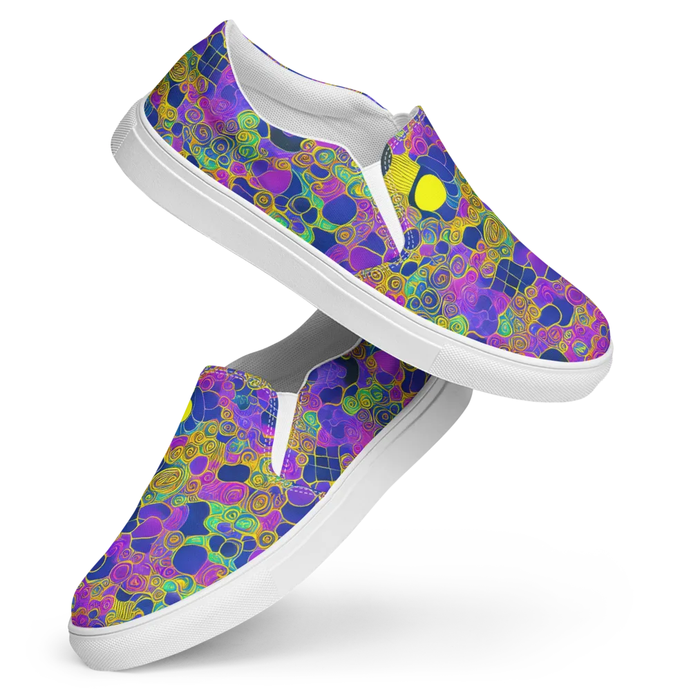 Neon Spiral Current on Women's Slip-On Canvas Shoes — Front