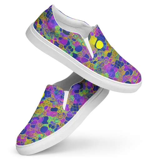 Neon Spiral Current on a Women's Slip-On Canvas Shoes