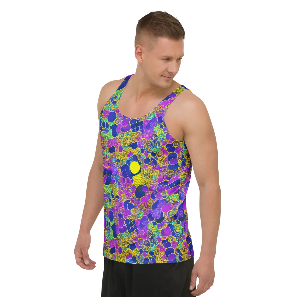 Neon Spiral Current on Men's Tank Top — Left Front