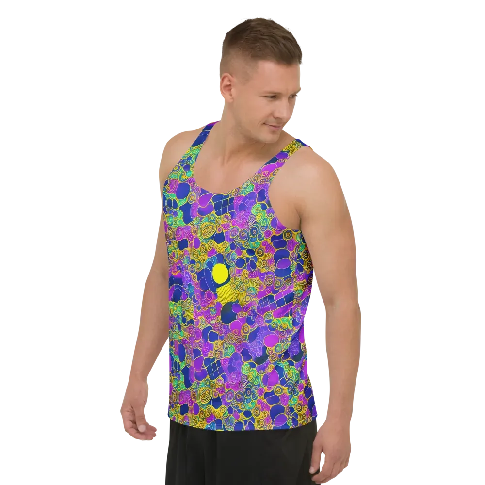 Neon Spiral Current on Men's Tank Top — Left Front
