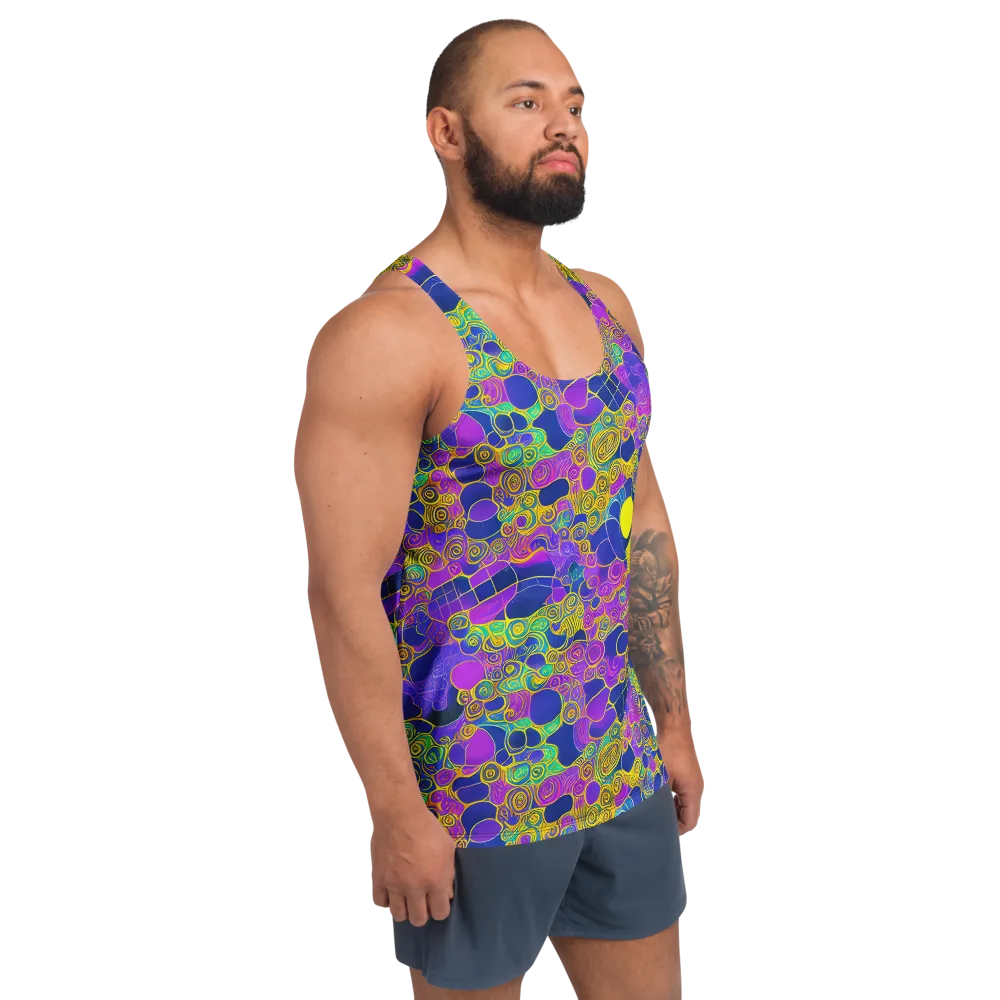 Neon Spiral Current on Men's Tank Top — Right Front