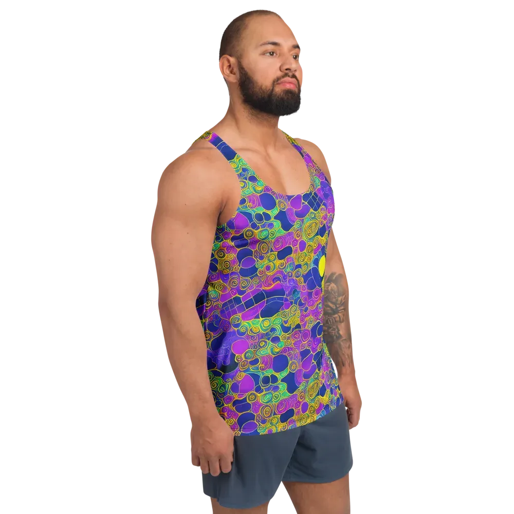 Neon Spiral Current on Men's Tank Top — Right Front