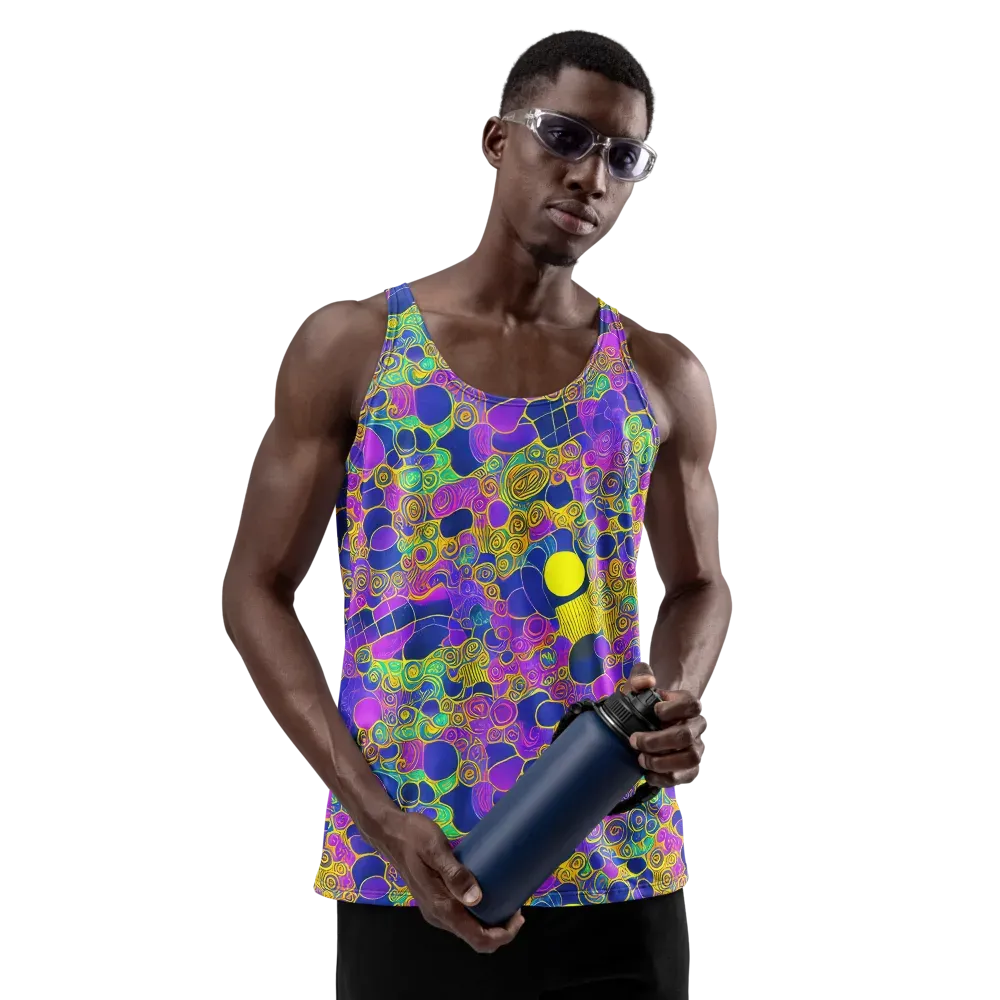 Neon Spiral Current on Men's Tank Top — Front