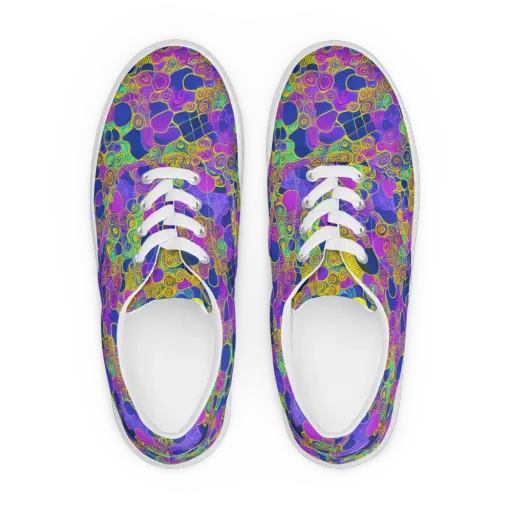 Neon Spiral Current on a Men's Lace-Up Canvas Shoes