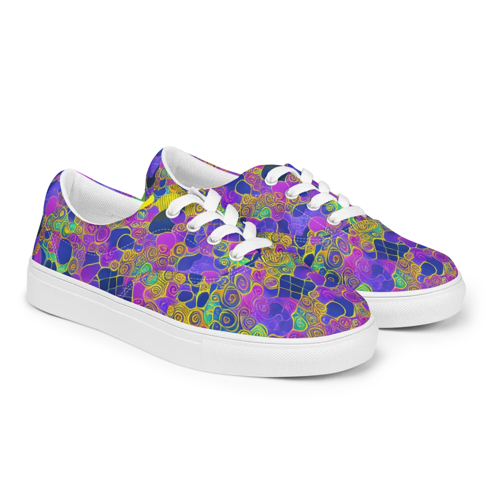 Neon Spiral Current on Men's Lace-Up Canvas Shoes — Right Front