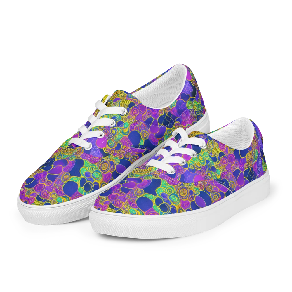 Neon Spiral Current on Men's Lace-Up Canvas Shoes — Left Front