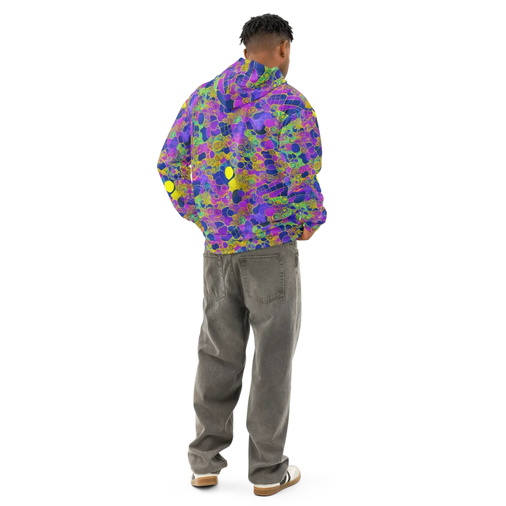 Neon Spiral Current on Cotton Hoodie — Back