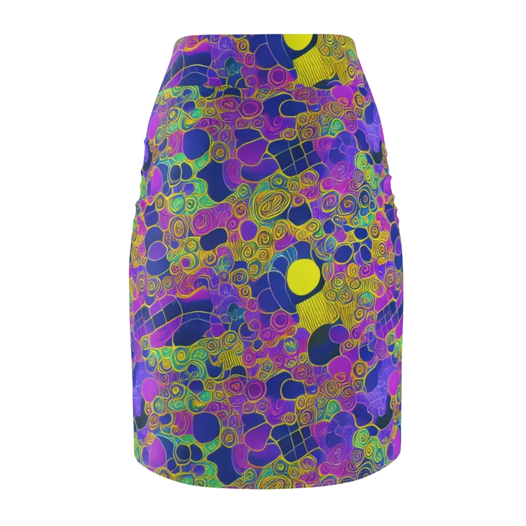 Neon Spiral Current on Pencil Skirt — Back