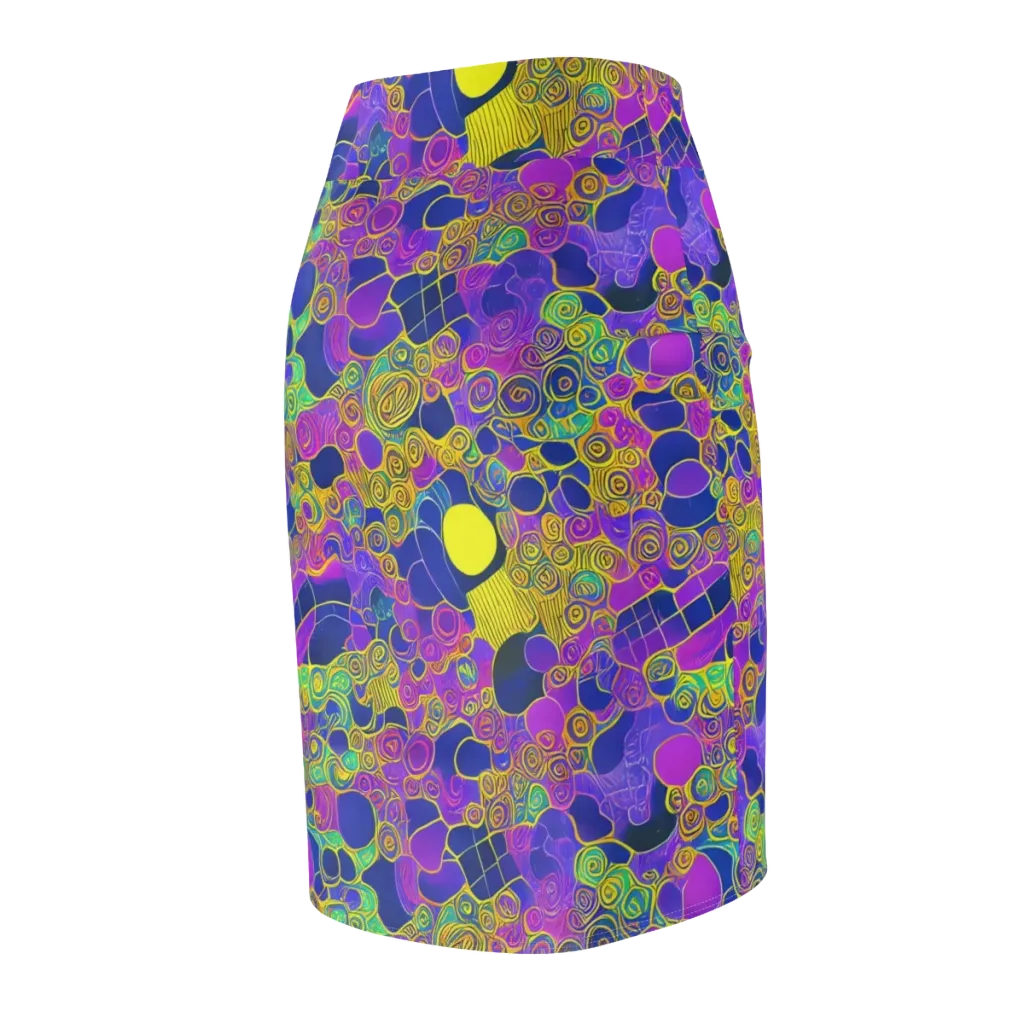 Neon Spiral Current on Pencil Skirt — Back Side