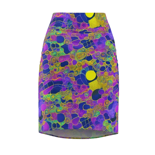Neon Spiral Current on a Pencil Skirt