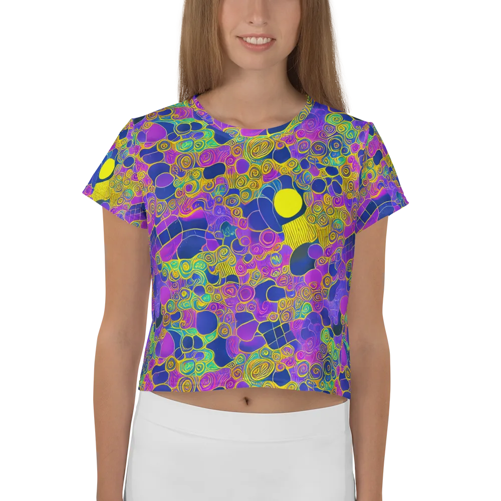 Neon Spiral Current on Crop Tee — Front