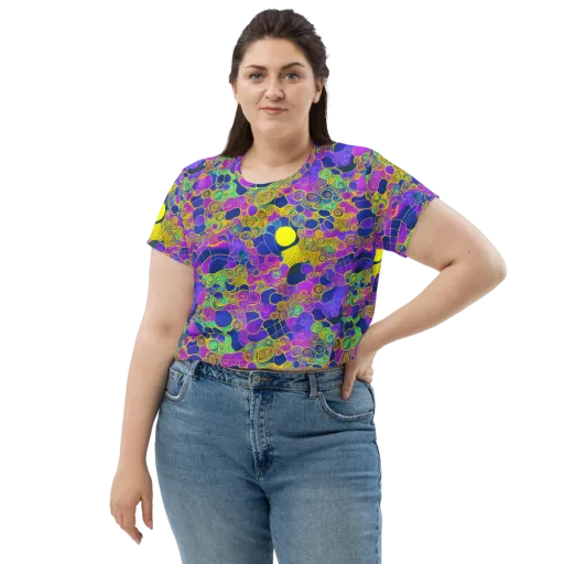Neon Spiral Current on a Crop Tee