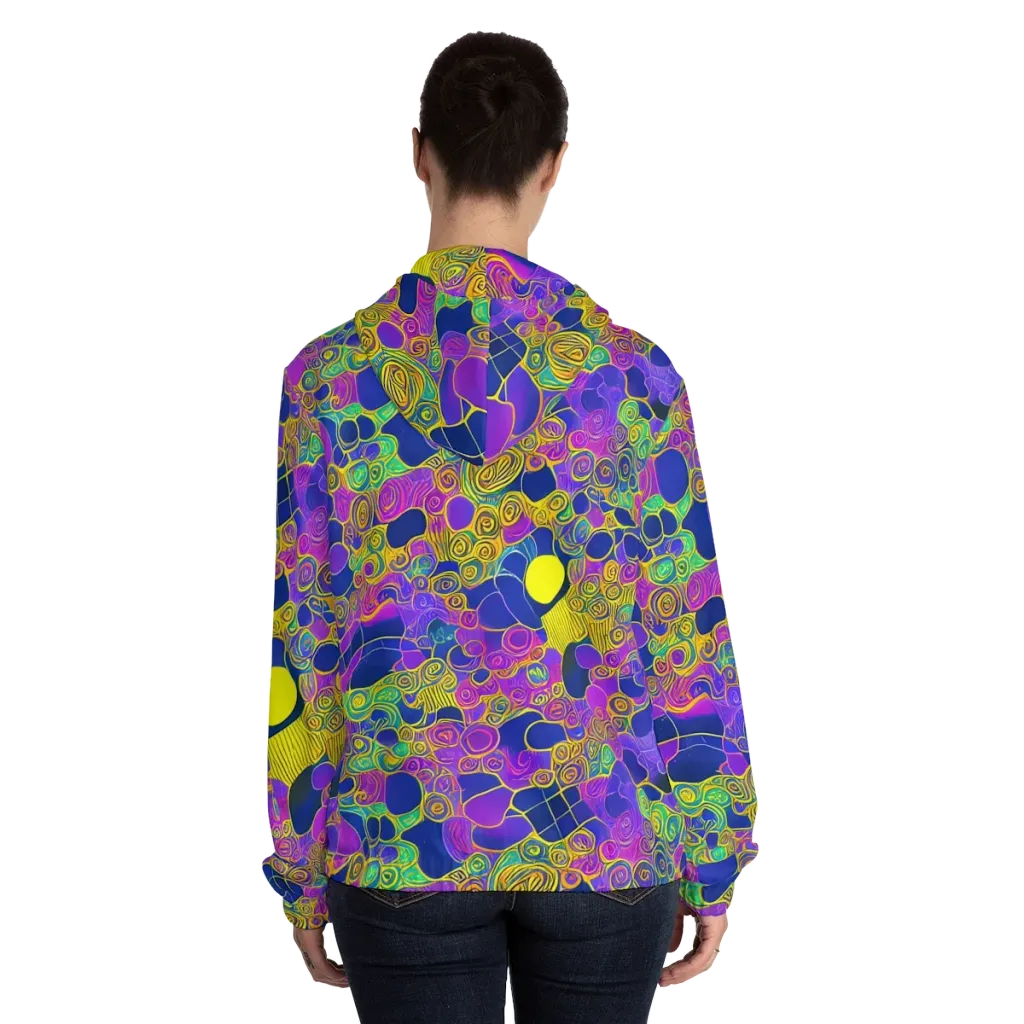 Neon Spiral Current on Women's Full-Zip Hoodie — Back On Person