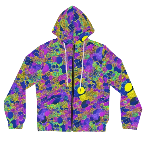 Neon Spiral Current on a Women's Full-Zip Hoodie