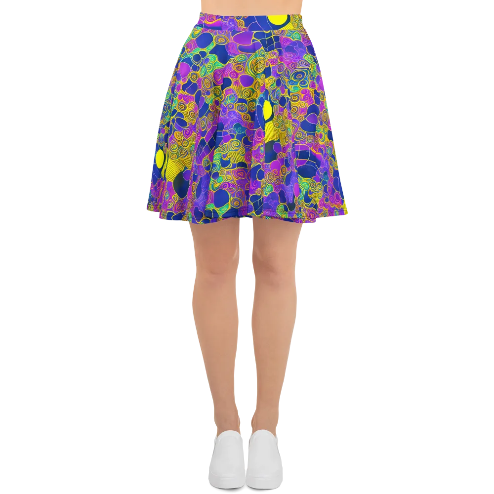Neon Spiral Current on Skater Skirt — Front