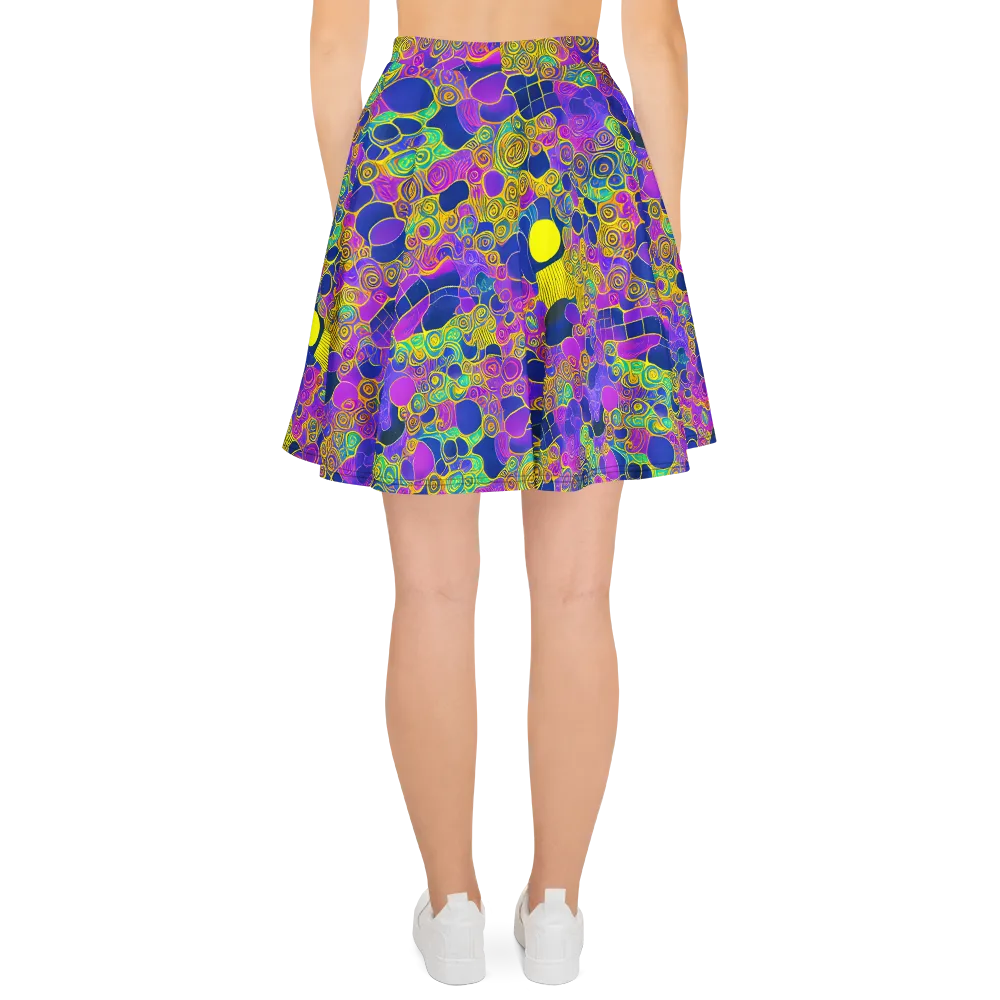 Neon Spiral Current on Skater Skirt — Back
