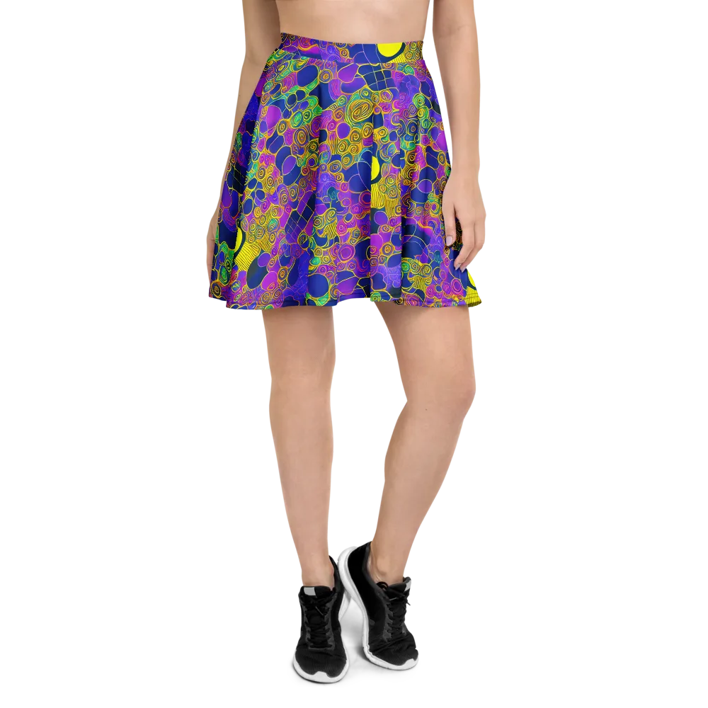 Neon Spiral Current on Skater Skirt — Front