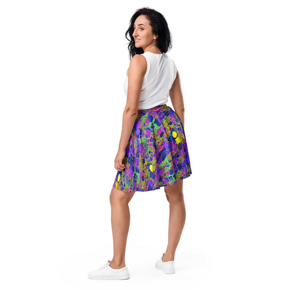 Neon Spiral Current on Skater Skirt — Back
