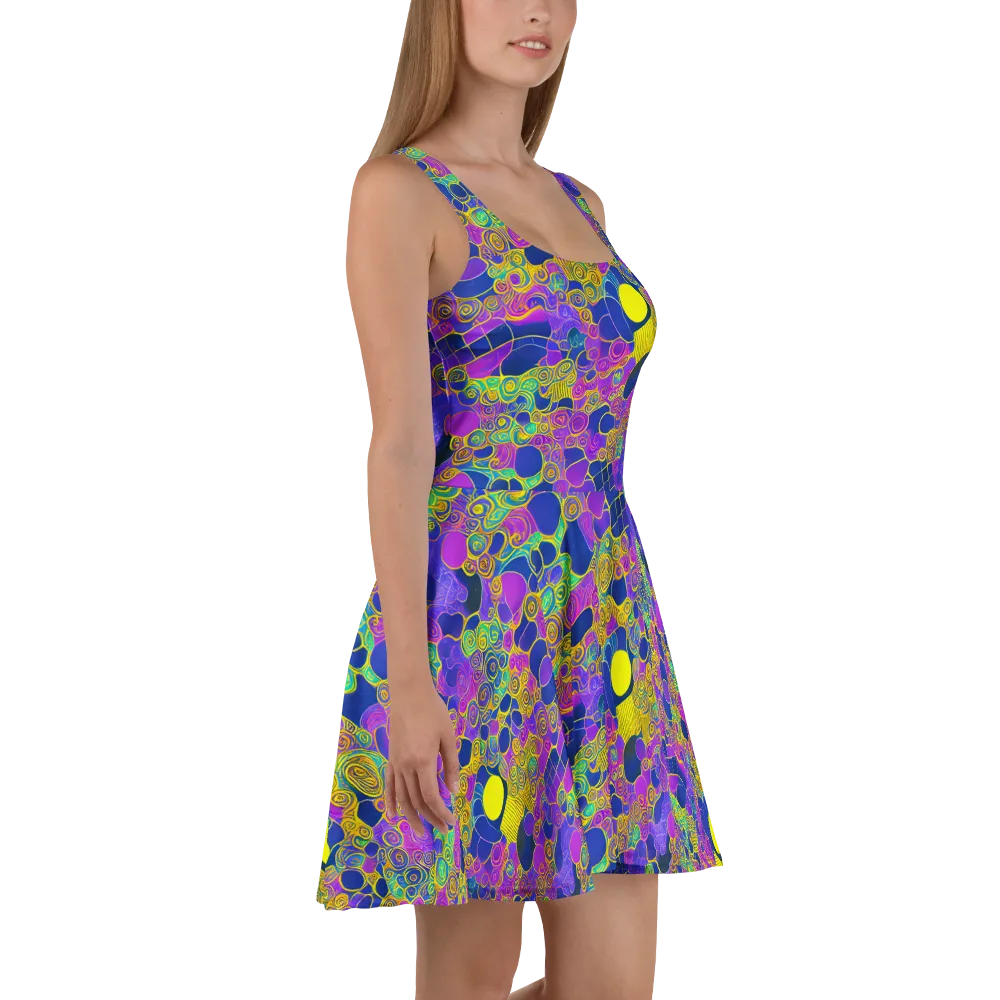 Neon Spiral Current on Skater Dress — Right