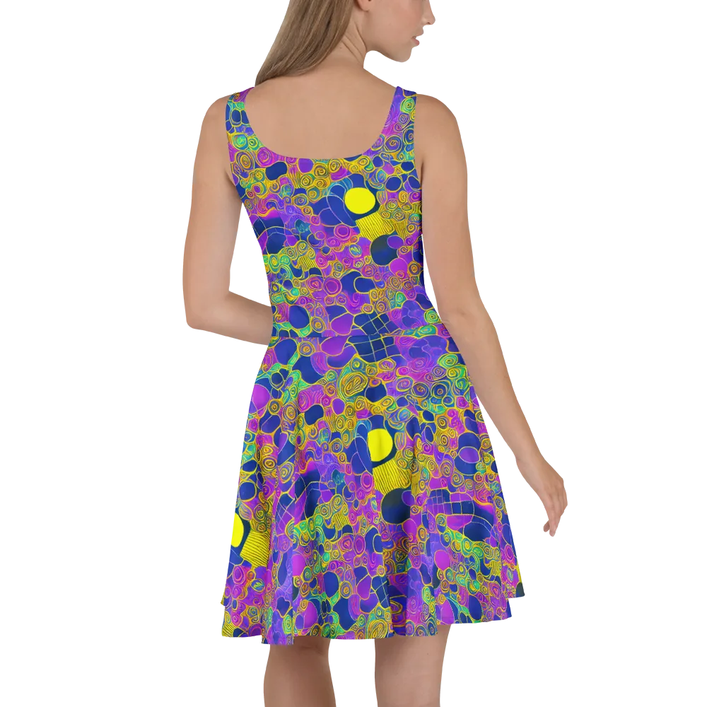 Neon Spiral Current on Skater Dress — Back