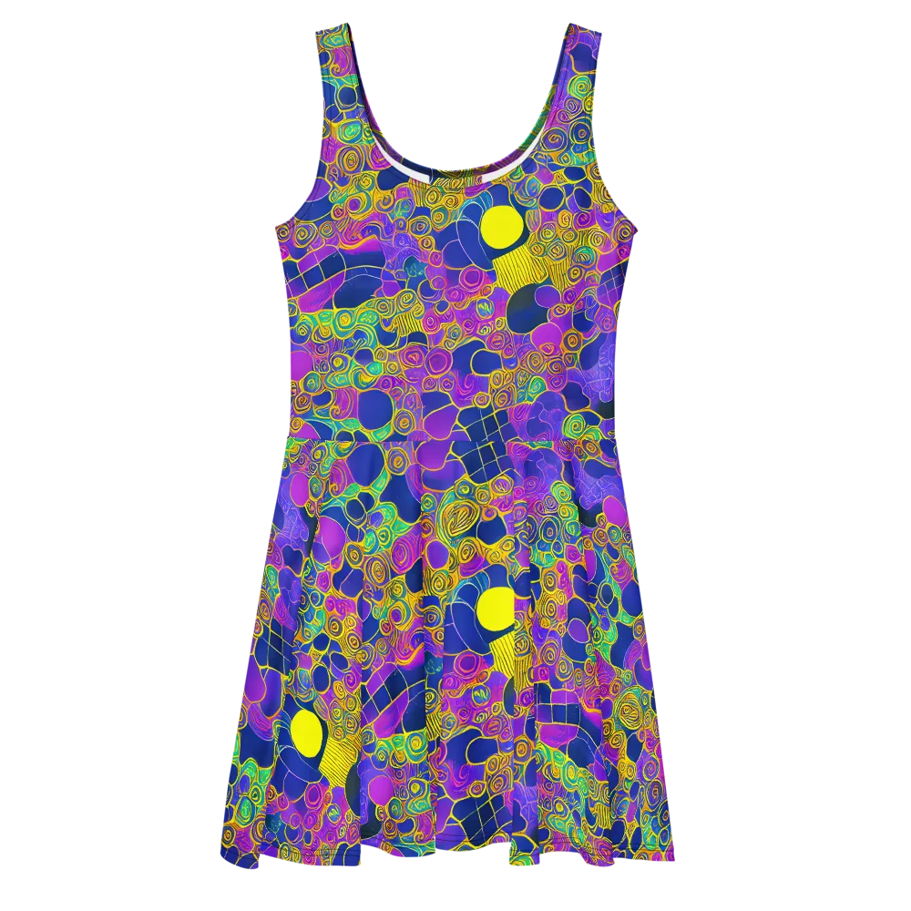 Neon Spiral Current on Skater Dress — Front