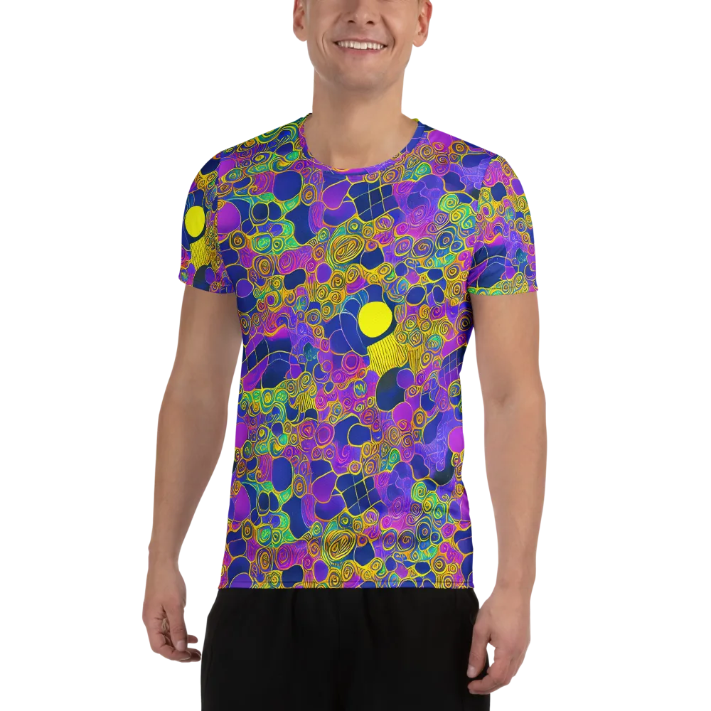 Neon Spiral Current on Men's Athletic T-Shirt — Front