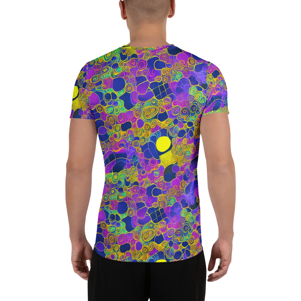 Neon Spiral Current on Men's Athletic T-Shirt — Back