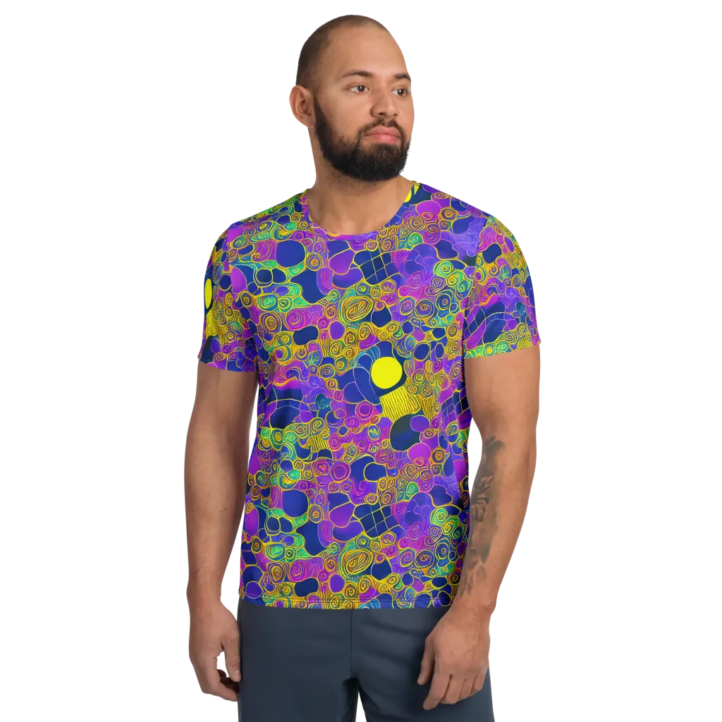 Neon Spiral Current on Men's Athletic T-Shirt — Front
