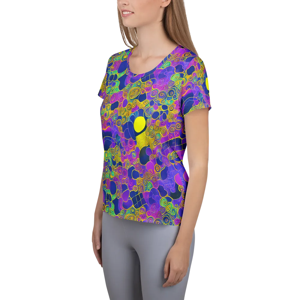 Neon Spiral Current on Women's Athletic T-Shirt — Left