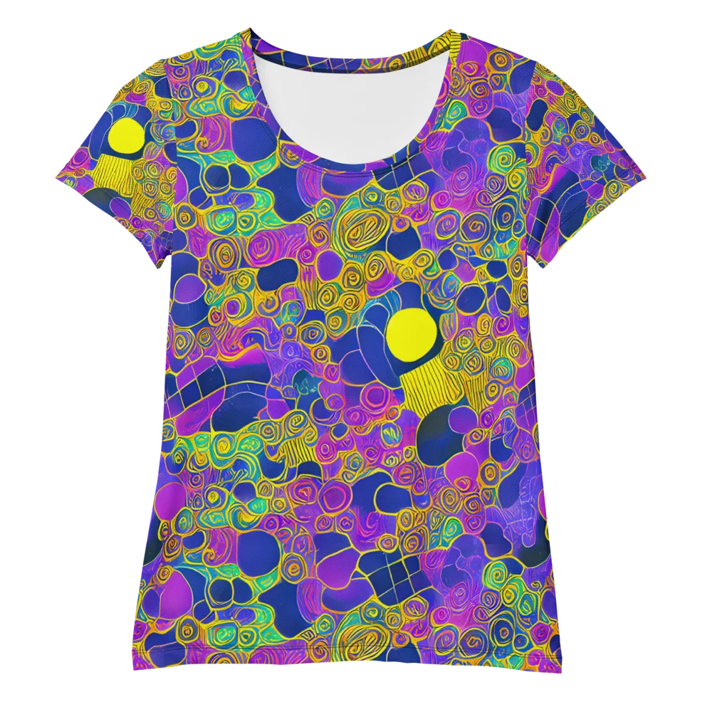 Neon Spiral Current on Women's Athletic T-Shirt — Front