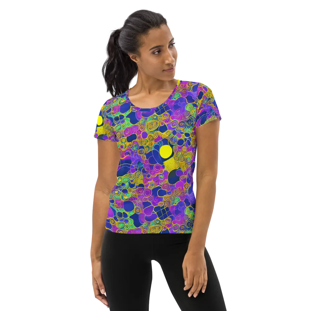 Neon Spiral Current on Women's Athletic T-Shirt — Front