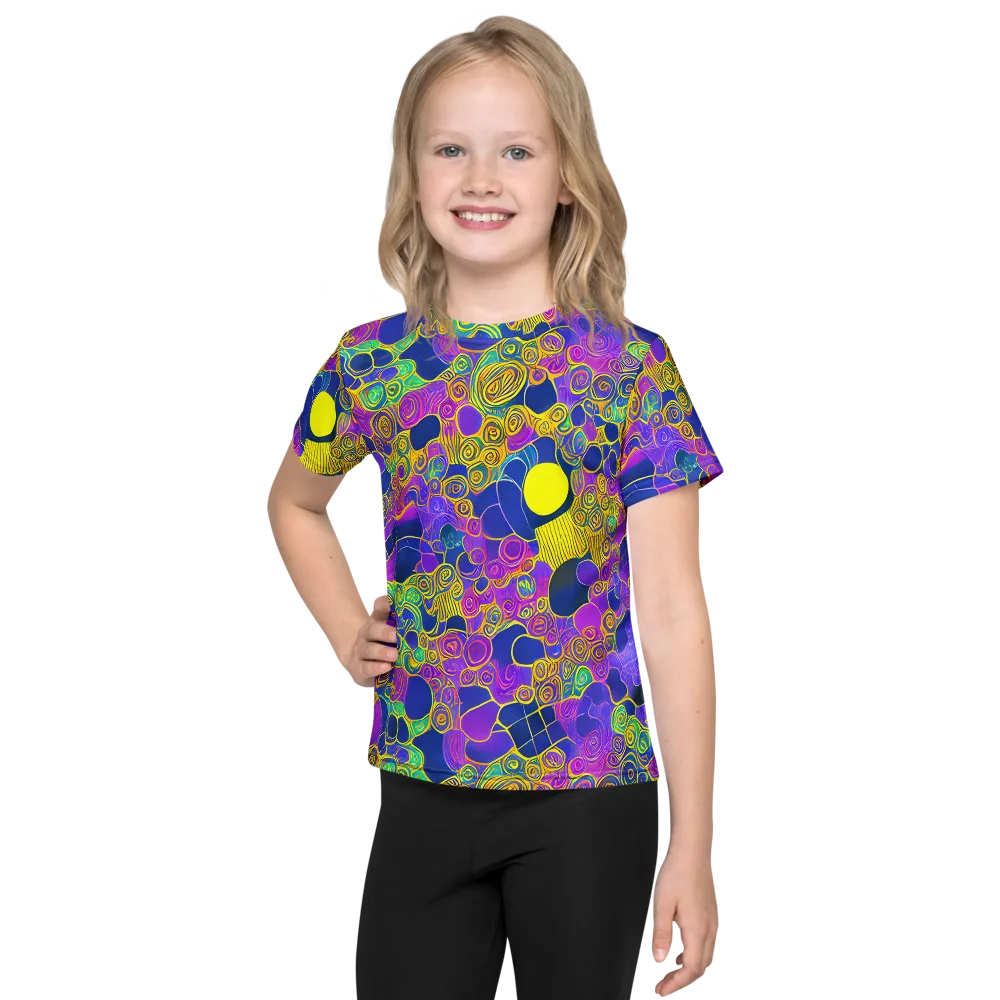 Neon Spiral Current on Kids Crew Neck T-Shirt — Front