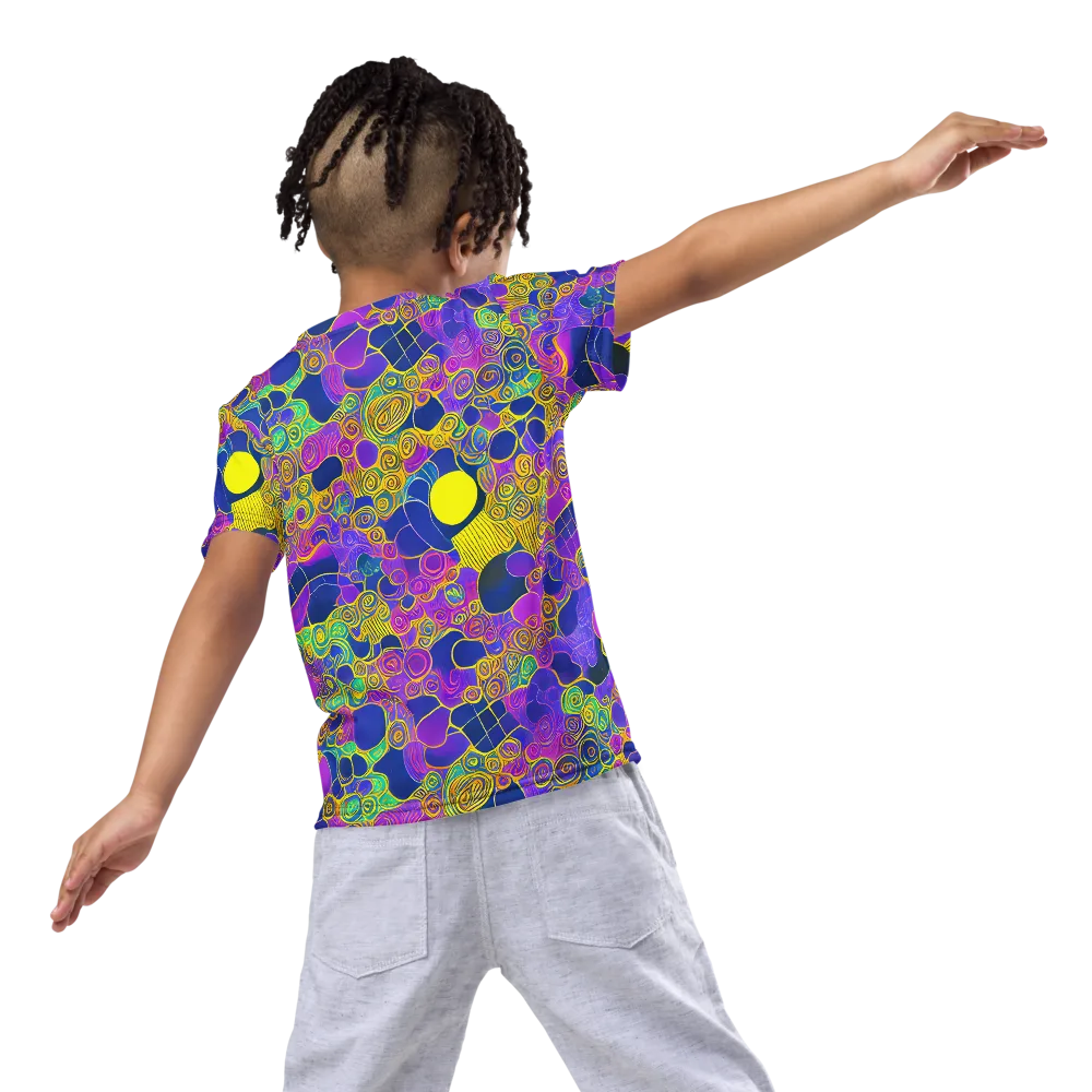 Neon Spiral Current on Kids Crew Neck T-Shirt — Back