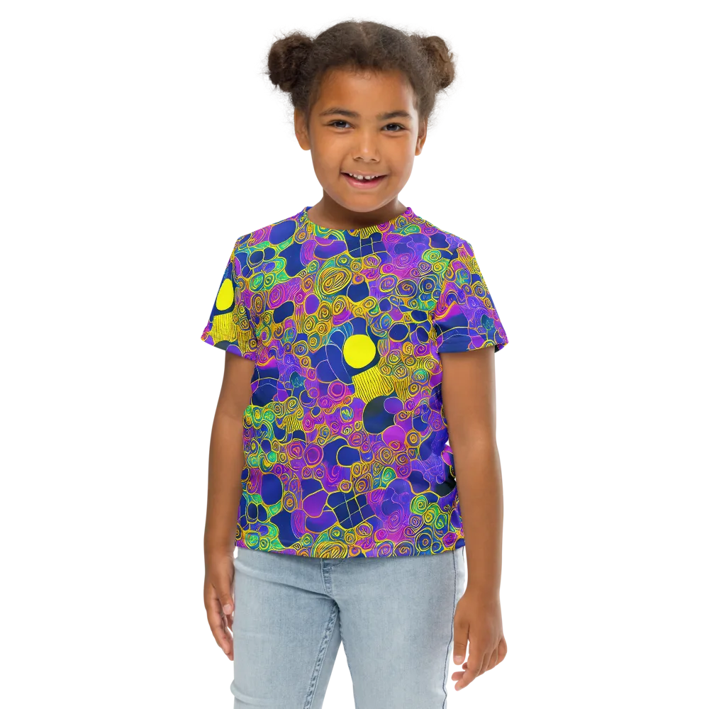 Neon Spiral Current on Kids Crew Neck T-Shirt — Front