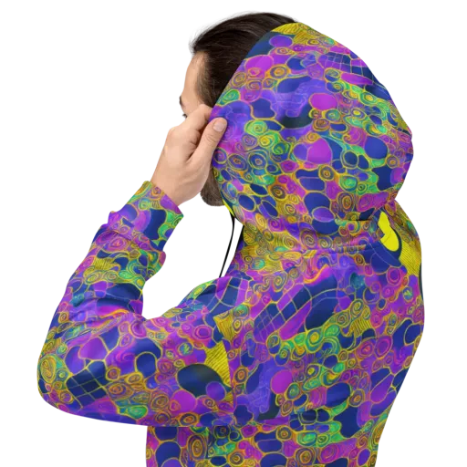 Neon Spiral Current on a Hoodie