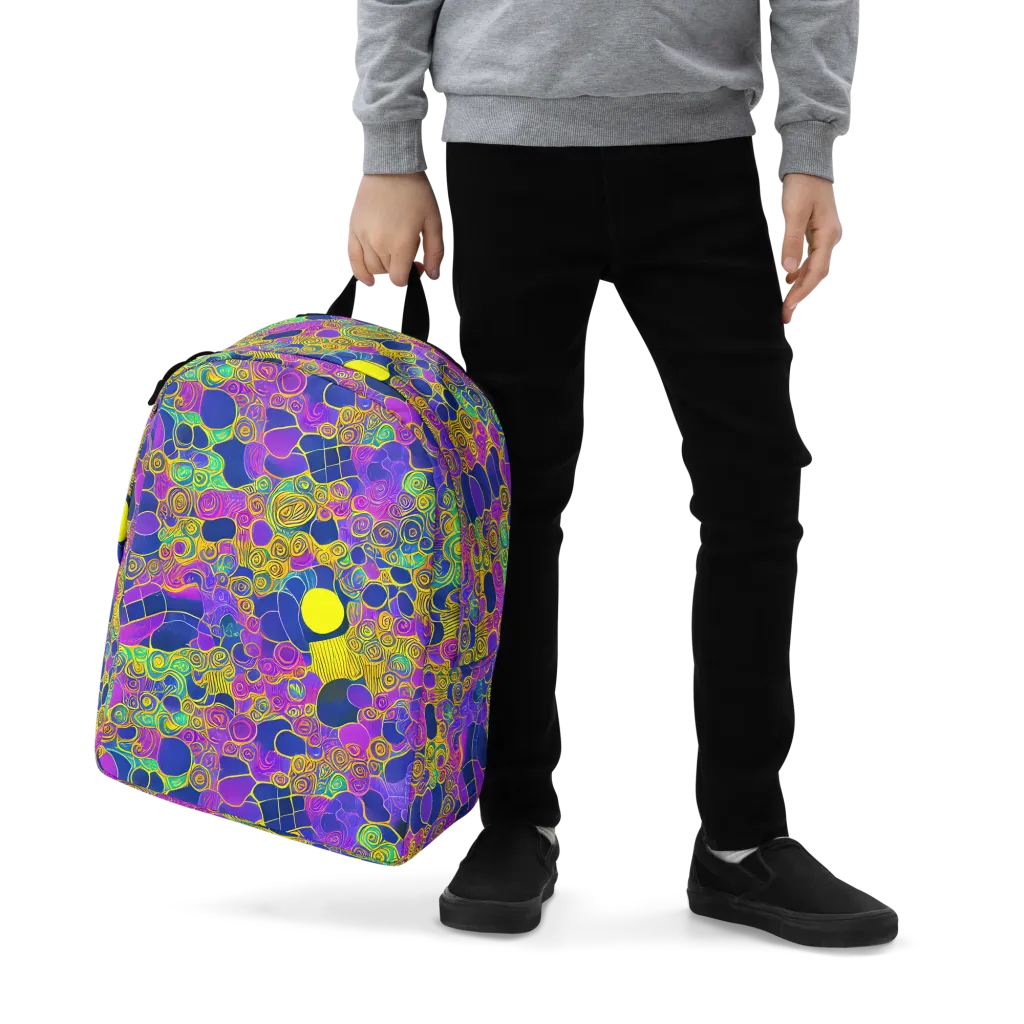 Neon Spiral Current on Minimalist Backpack — Zoomed-in