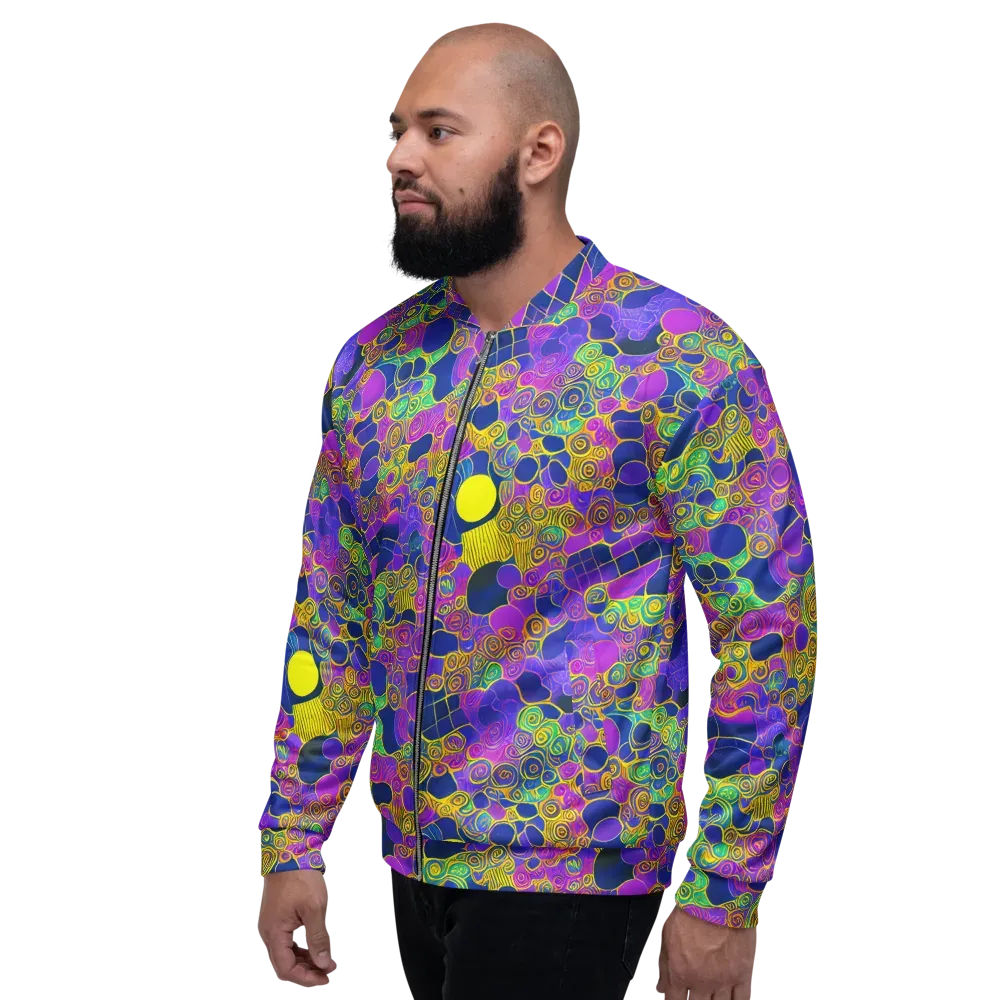 Neon Spiral Current on Bomber Jacket — Left