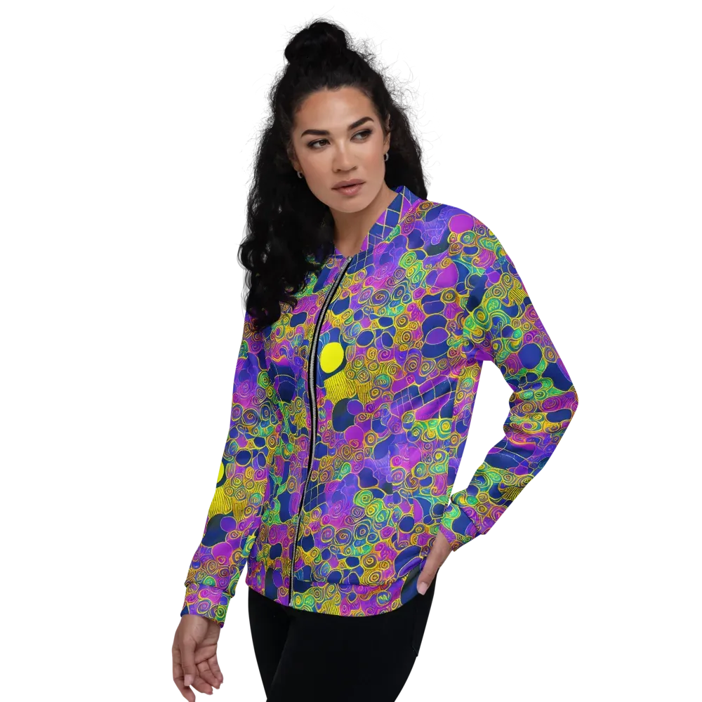 Neon Spiral Current on Bomber Jacket — Left