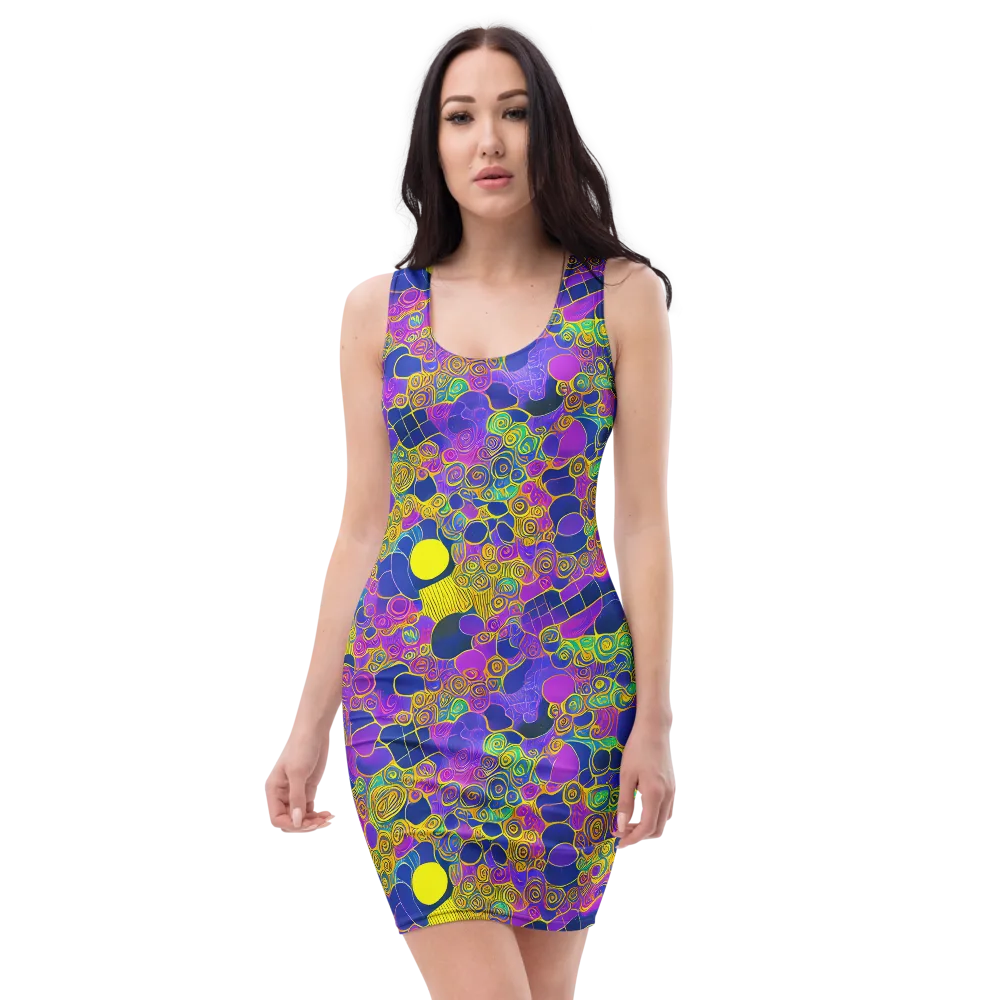 Neon Spiral Current on Bodycon Dress — Front