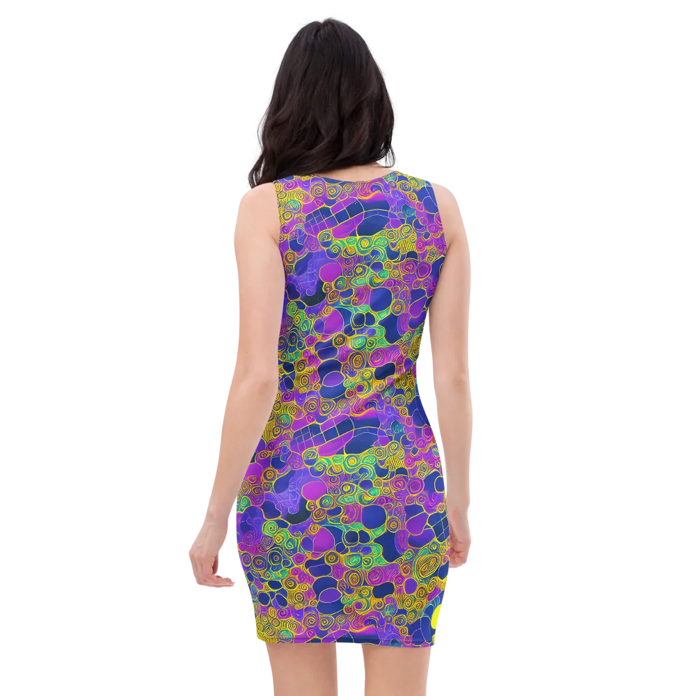 Neon Spiral Current on Bodycon Dress — Back