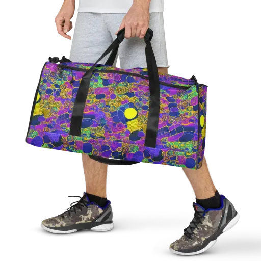 Neon Spiral Current on a Duffle Bag