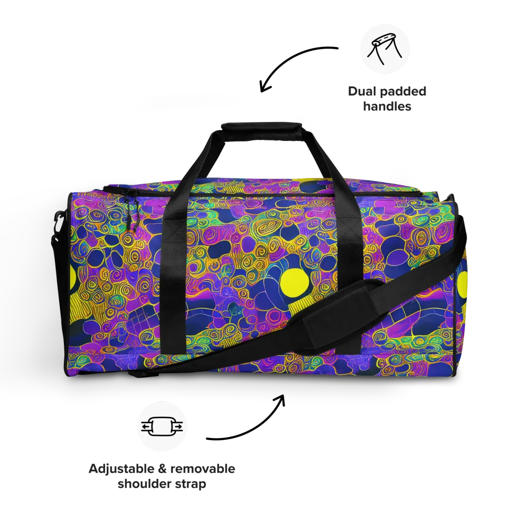 Neon Spiral Current on Duffle Bag — Front
