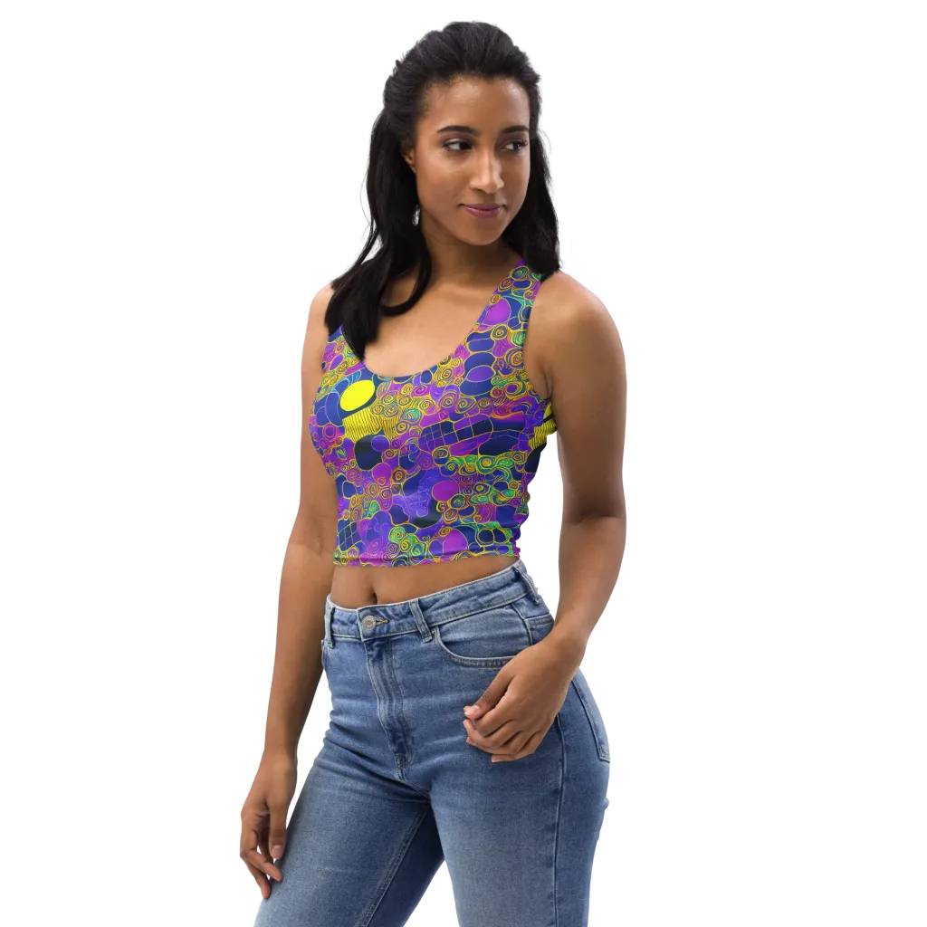 Neon Spiral Current on Crop Top — Left Front