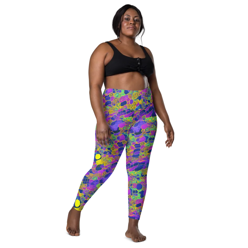 Neon Spiral Current on Leggings with Pockets — Front