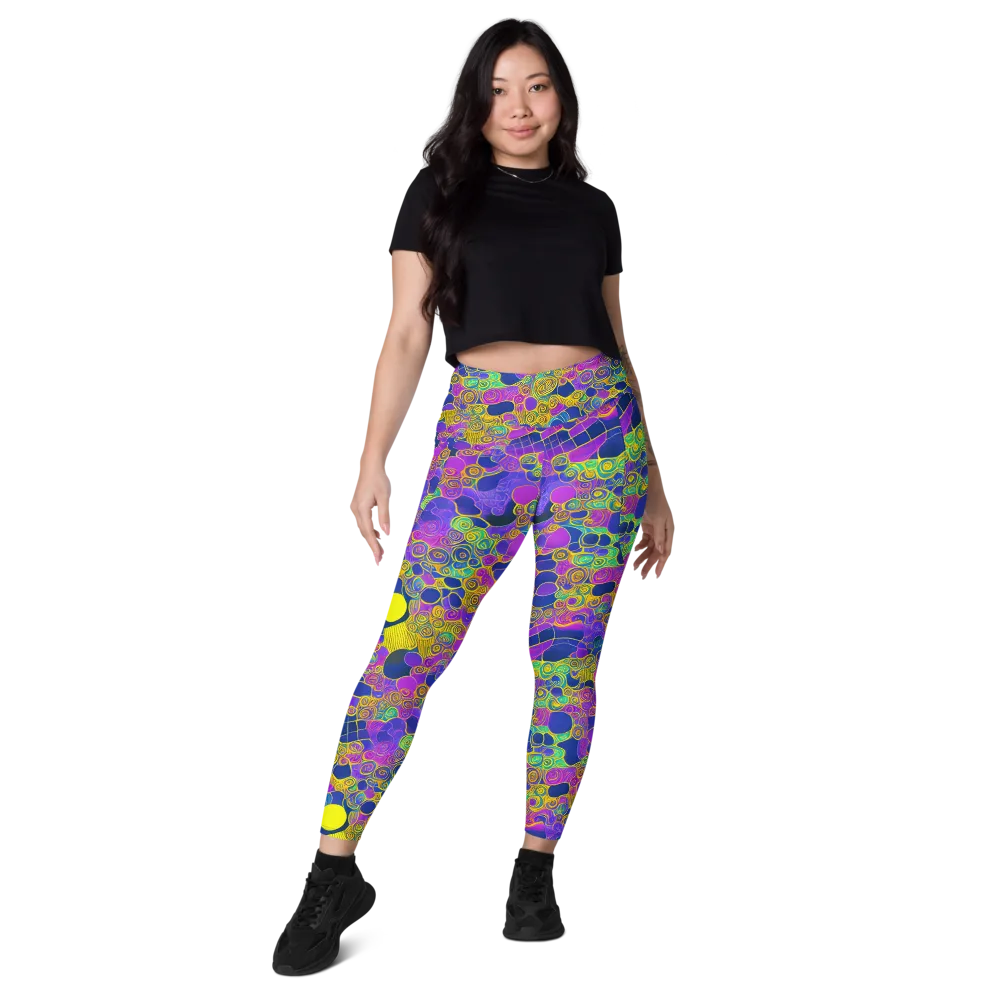 Neon Spiral Current on Leggings with Pockets — Front