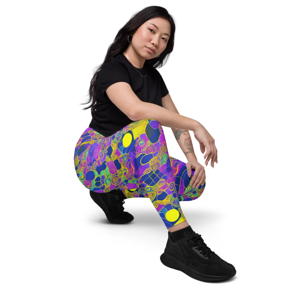 Neon Spiral Current on Leggings with Pockets — Right Front